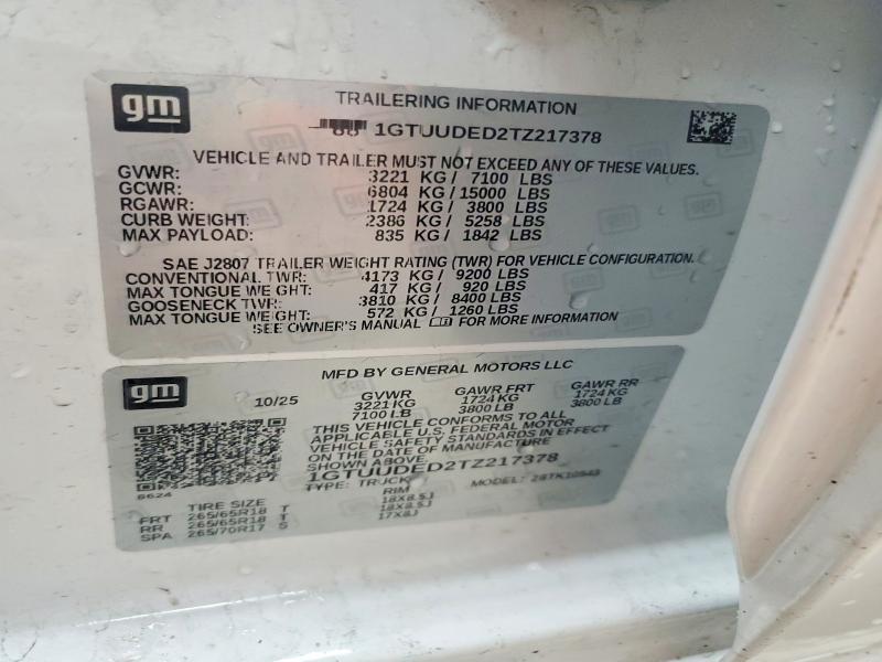 2026 Gmc Sierra მანქანა იყიდება აუქციონზე, vin: 1GTUUDED2TZ217378, აუქციონის ნომერი: 53987196