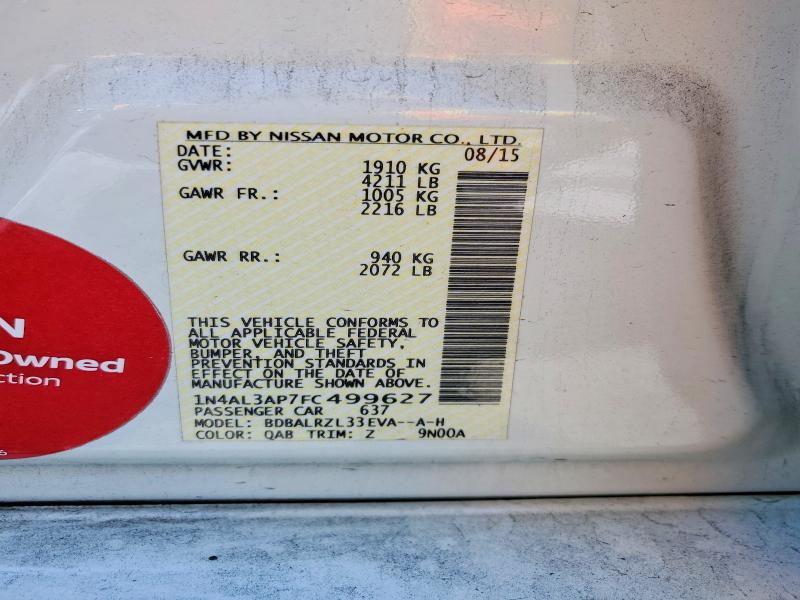 Aukcja sprzedaży 2015 Nissan Altima, vin: 1N4AL3AP7FC499627, numer aukcji: 52930566