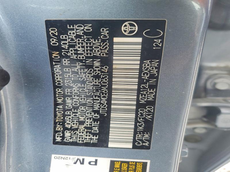 Продаж на аукціоні авто 2021 Toyota Corolla, vin: JTDS4MCE6MJ063146, номер лоту: 53375066