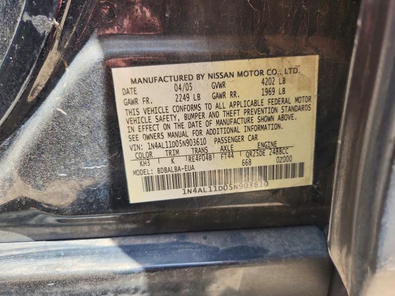 Продажа на аукционе авто 2005 Nissan Altima, vin: 1N4AL11D05N903610, номер лота: 53267896