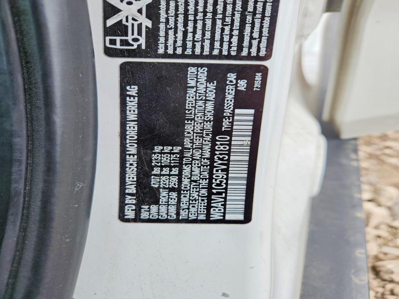53068996 :رقم المزاد ، WBAVL1C59FVY31810 vin ، 2015 Bmw X1 مزاد بيع