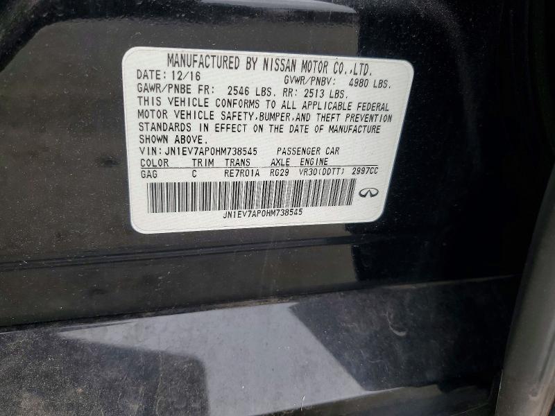 Продаж на аукціоні авто 2017 Infiniti Q50, vin: JN1EV7AP0HM738545, номер лоту: 53915146
