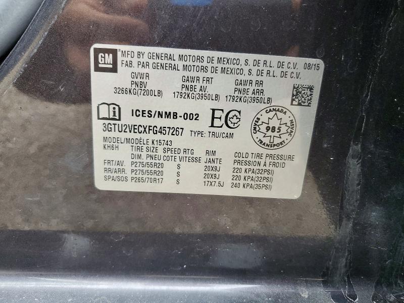 Aukcja sprzedaży 2015 Gmc Sierra, vin: 3GTU2VECXFG457267, numer aukcji: 53539176
