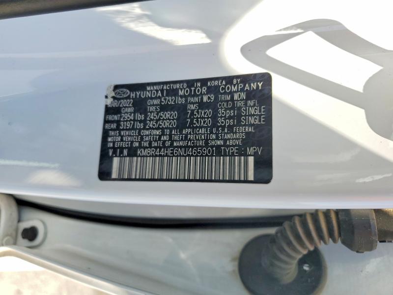 52753086 :رقم المزاد ، KM8R44HE6NU465901 vin ، 2022 Hyundai Palisade مزاد بيع