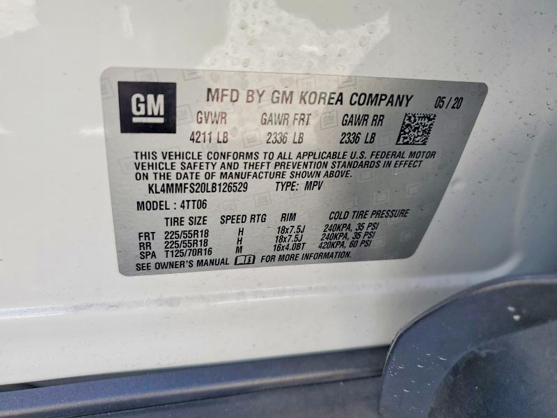 54465326 :رقم المزاد ، KL4MMFS20LB126529 vin ، 2020 Buick Encore Gx مزاد بيع
