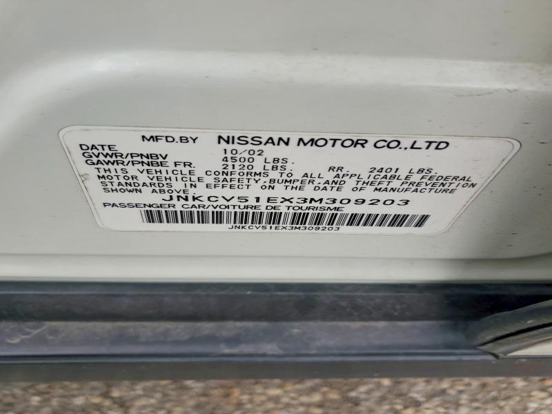 52143646 :رقم المزاد ، JNKCV51EX3M309203 vin ، 2003 Infiniti G35 مزاد بيع