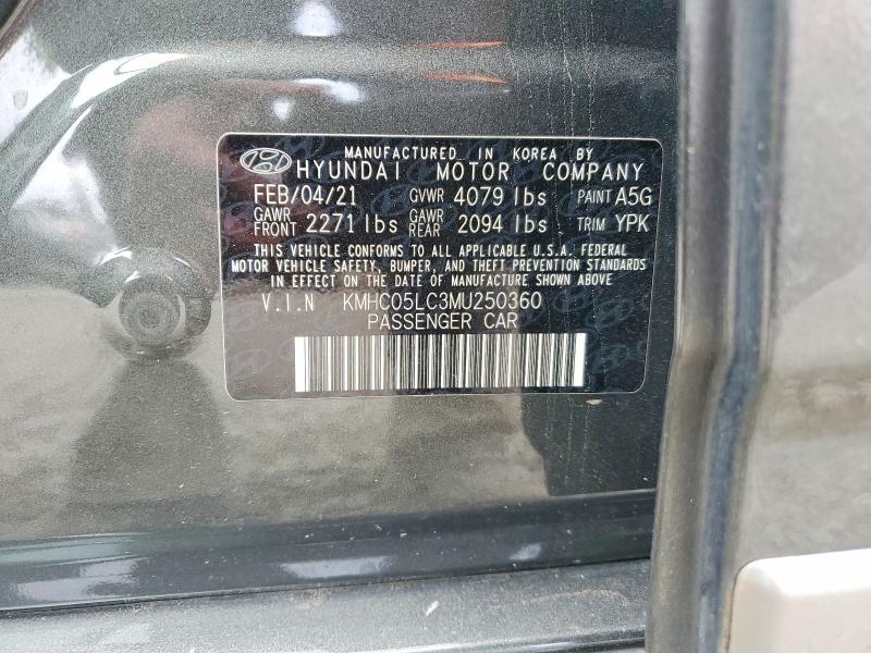 2021 Hyundai Ioniq მანქანა იყიდება აუქციონზე, vin: KMHC05LC3MU250360, აუქციონის ნომერი: 55459776