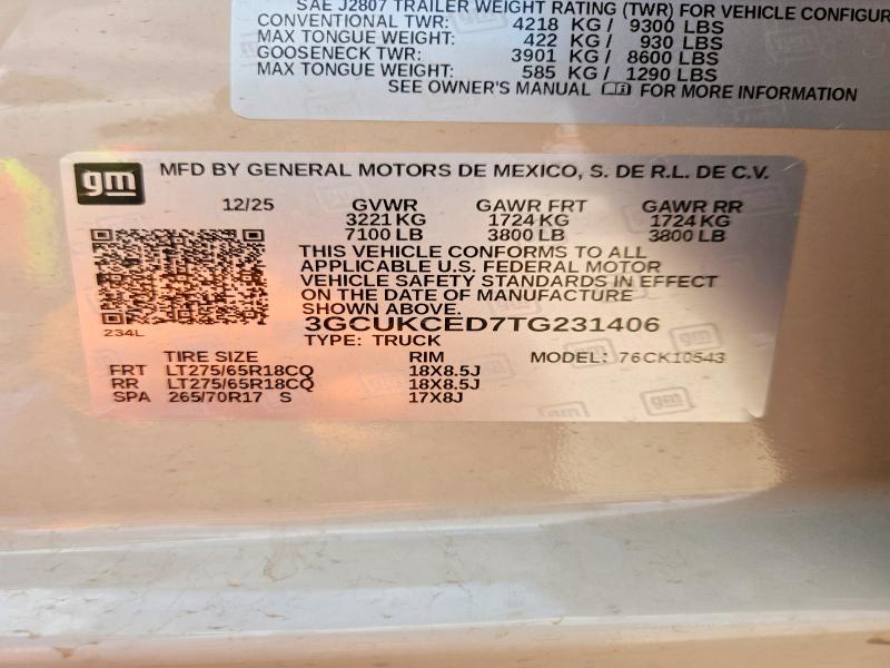 Продаж на аукціоні авто 2026 Chevrolet Silverado, vin: 3GCUKCED7TG231406, номер лоту: 54451426
