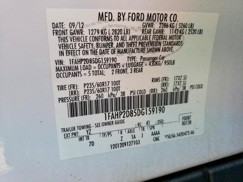 Продаж на аукціоні авто 2013 Ford Taurus, vin: 1FAHP2D85DG159190, номер лоту: 52809706