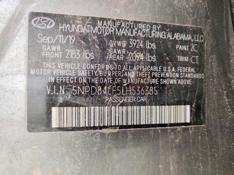 53977896 :رقم المزاد ، 5NPD84LF5LH536385 vin ، 2020 Hyundai Elantra مزاد بيع
