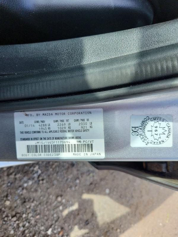 Aukcja sprzedaży 2015 Mazda 6, vin: JM1GJ1V65F1170694, numer aukcji: 53420376