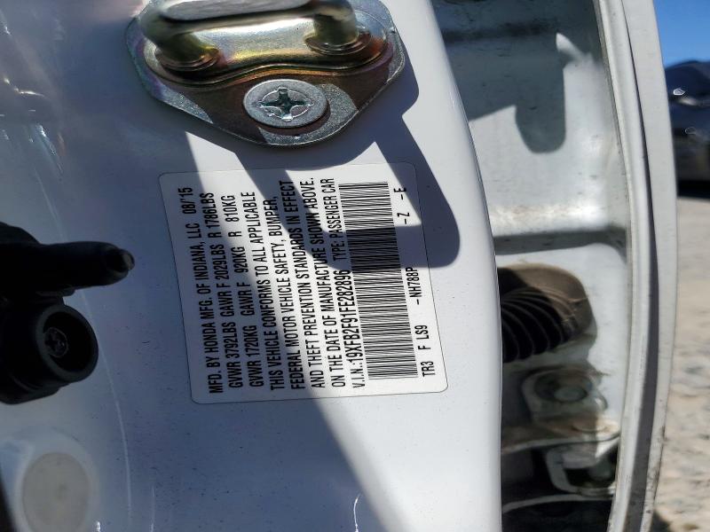 Продаж на аукціоні авто 2015 Honda Civic, vin: 19XFB2F91FE282896, номер лоту: 53942746