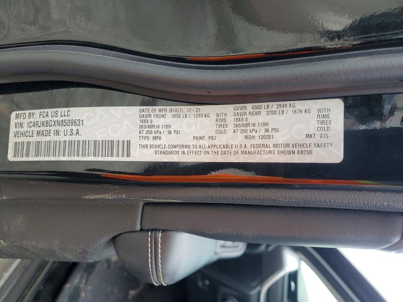2022 Jeep Grand Cherokee მანქანა იყიდება აუქციონზე, vin: 1C4RJKBGXN8509631, აუქციონის ნომერი: 54444706