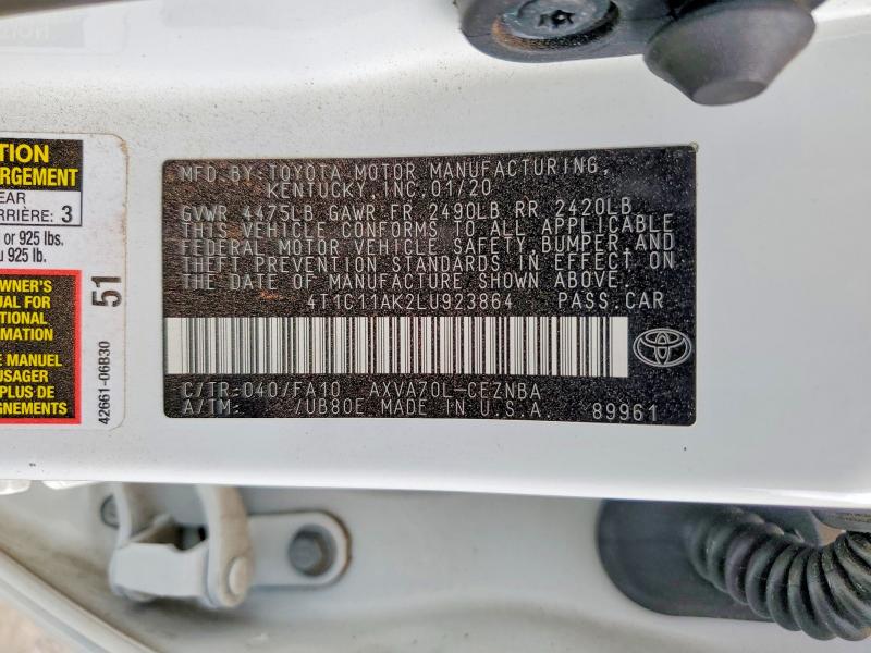 Продажа на аукционе авто 2020 Toyota Camry, vin: 4T1C11AK2LU923864, номер лота: 53268936