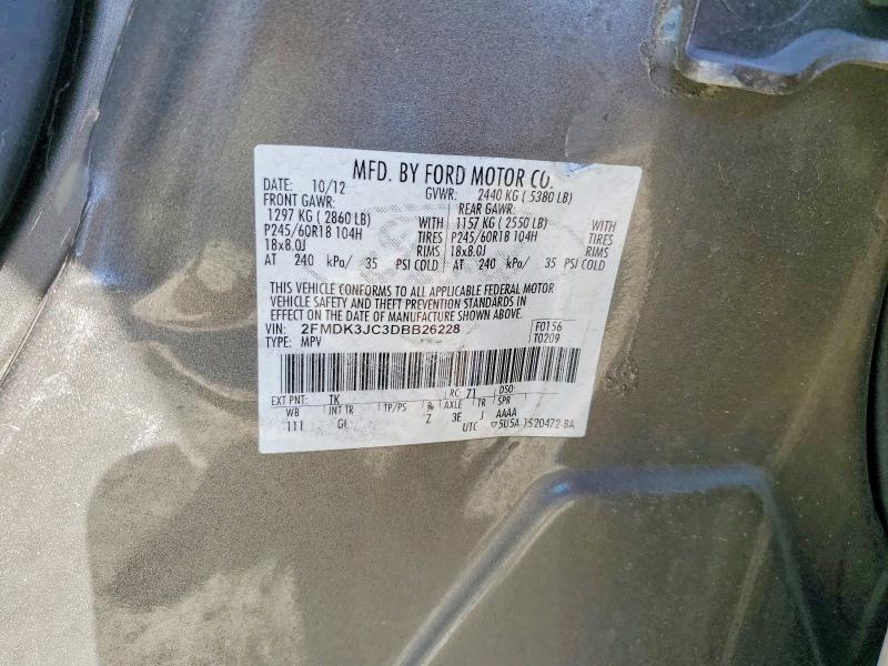 2013 Ford Edge მანქანა იყიდება აუქციონზე, vin: 2FMDK3JC3DBB26228, აუქციონის ნომერი: 53986896