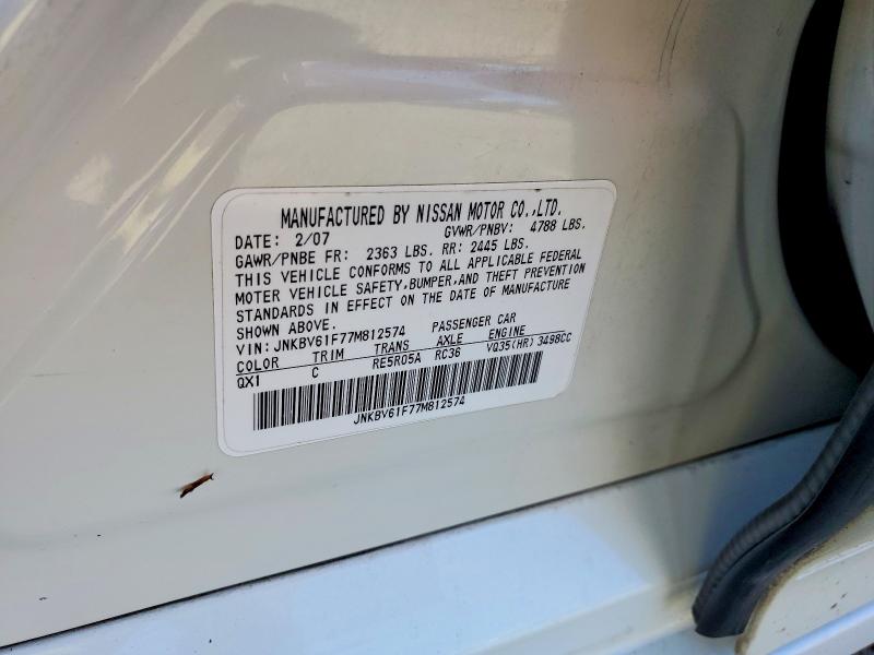 Aukcja sprzedaży 2007 Infiniti G35, vin: JNKBV61F77M812574, numer aukcji: 53033646