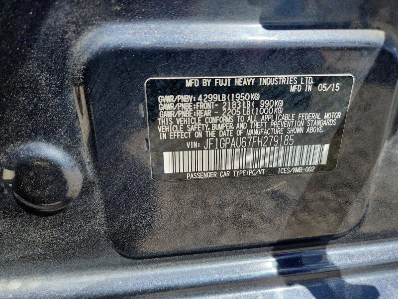 54614206 :رقم المزاد ، JF1GPAU67FH279185 vin ، 2015 Subaru Impreza مزاد بيع