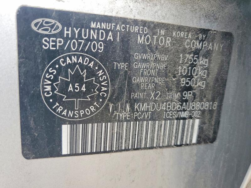 Продаж на аукціоні авто 2010 Hyundai Elantra, vin: KMHDU4BD6AU880818, номер лоту: 53081796