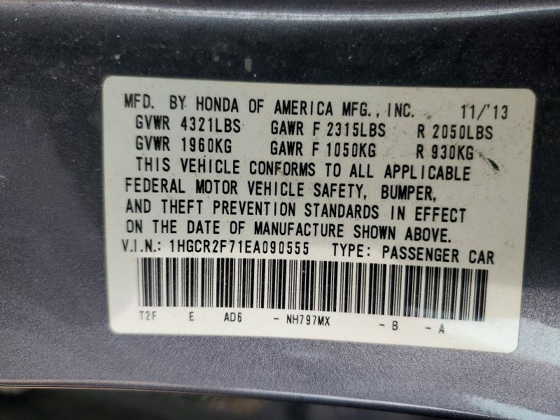 2014 Honda Accord მანქანა იყიდება აუქციონზე, vin: 1HGCR2F71EA090555, აუქციონის ნომერი: 53891796