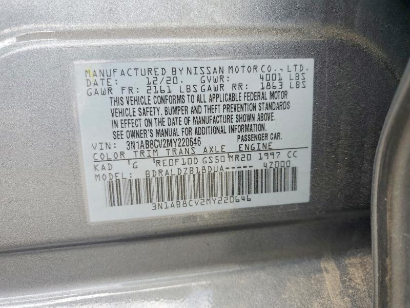 55041646 :رقم المزاد ، 3N1AB8CV2MY220646 vin ، 2021 Nissan Sentra مزاد بيع