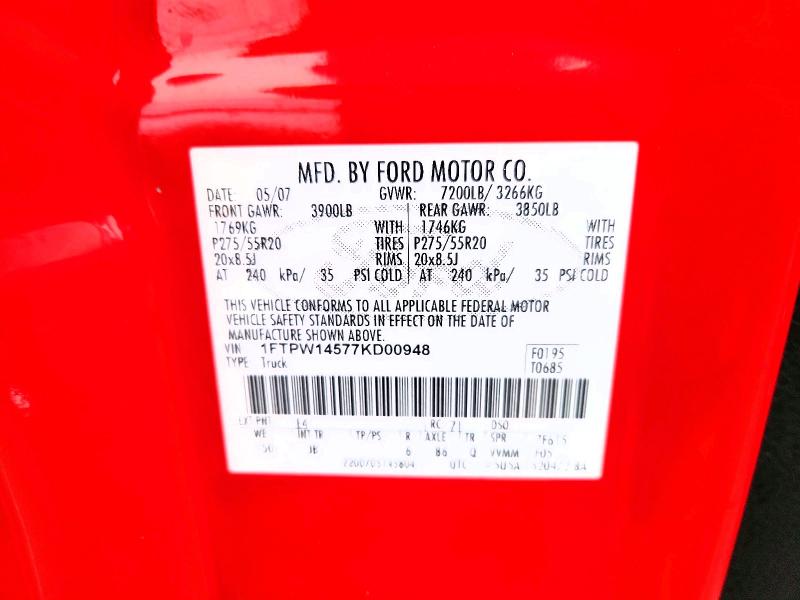 2007 Ford F150 მანქანა იყიდება აუქციონზე, vin: 1FTPW14577KD00948, აუქციონის ნომერი: 53280586