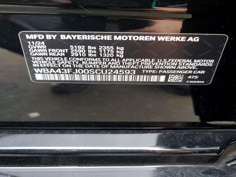 Продаж на аукціоні авто 2025 Bmw 530, vin: WBA43FJ00SCU24593, номер лоту: 52044696