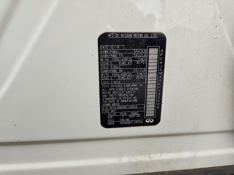 Aukcja sprzedaży 2019 Infiniti Qx50, vin: 3PCAJ5M39KF133024, numer aukcji: 52746886