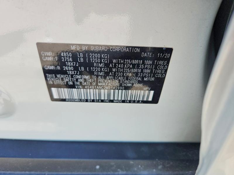 2021 Subaru Outback მანქანა იყიდება აუქციონზე, vin: 4S4BTANC2M3142990, აუქციონის ნომერი: 53337146