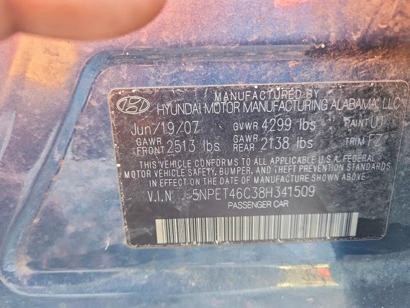 Aukcja sprzedaży 2008 Hyundai Sonata, vin: 5NPET46C38H341509, numer aukcji: 53591316