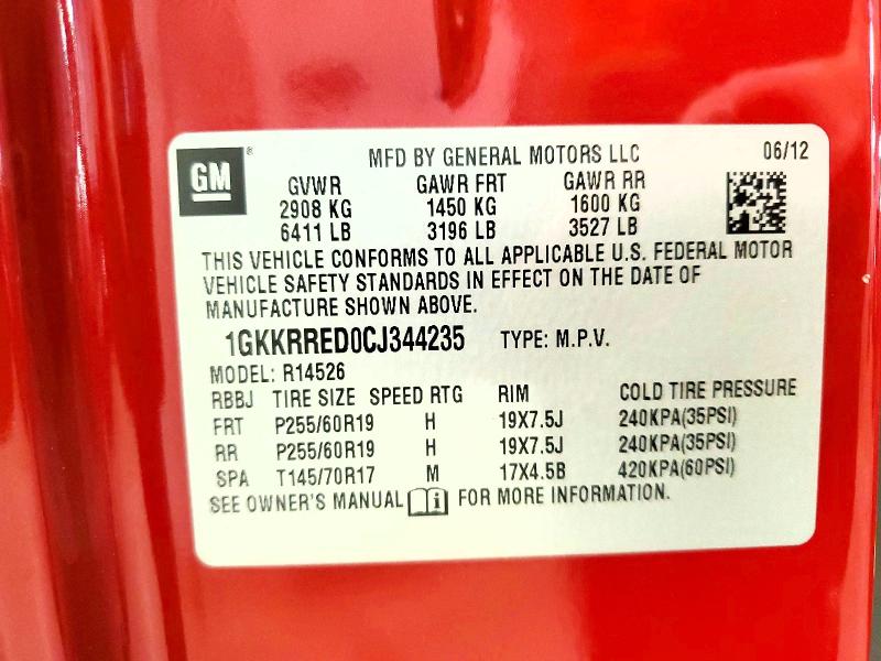 2012 Gmc Acadia მანქანა იყიდება აუქციონზე, vin: 1GKKRRED0CJ344235, აუქციონის ნომერი: 53134026