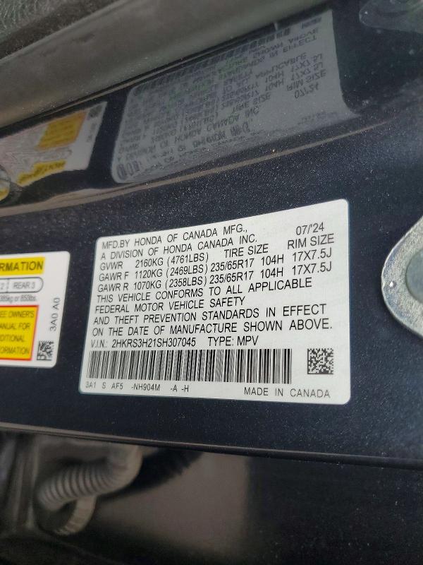 52573776 :رقم المزاد ، 2HKRS3H21SH307045 vin ، 2025 Honda Cr-v مزاد بيع