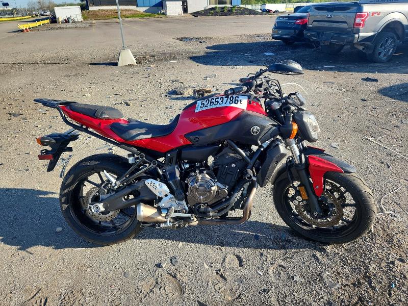 52653786 :رقم المزاد ، JYARM06E7HA011383 vin ، 2017 Yamaha Fz07 مزاد بيع