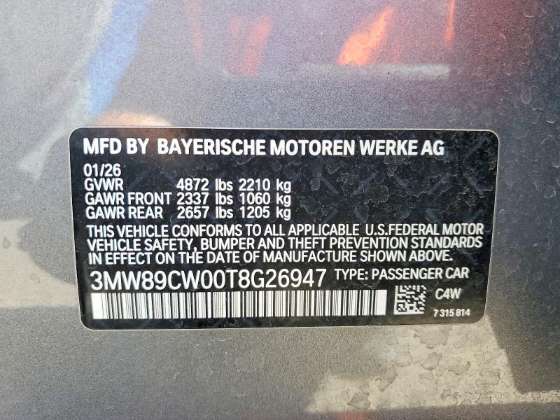 Продаж на аукціоні авто 2026 Bmw 330xi, vin: 3MW89CW00T8G26947, номер лоту: 55254856