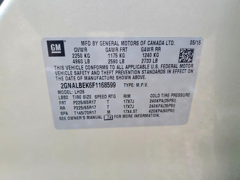 Продажа на аукционе авто 2015 Chevrolet Equinox, vin: 2GNALBEK6F1168599, номер лота: 52138336