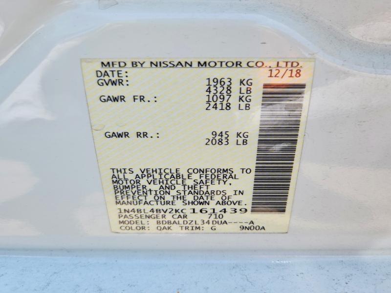 Aukcja sprzedaży 2019 Nissan Altima, vin: 1N4BL4BV2KC161439, numer aukcji: 55060796