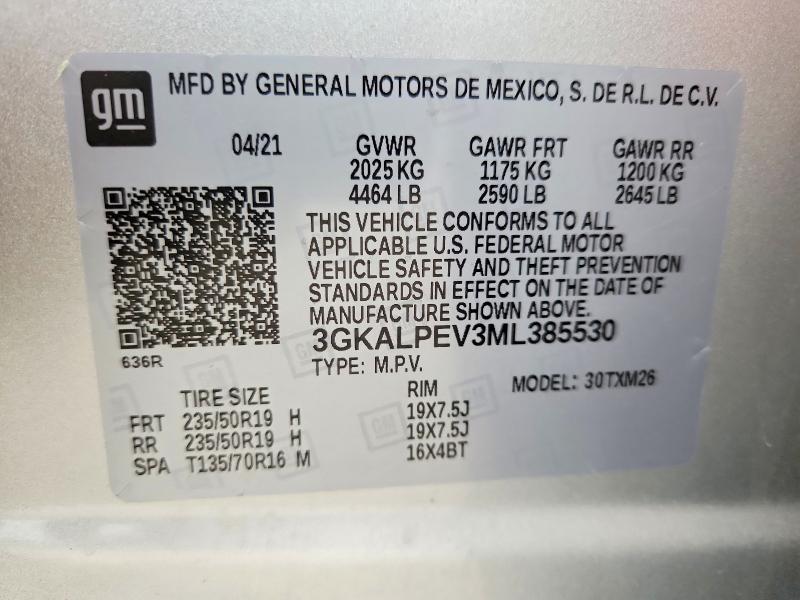 Aukcja sprzedaży 2021 Gmc Terrain, vin: 3GKALPEV3ML385530, numer aukcji: 54107886