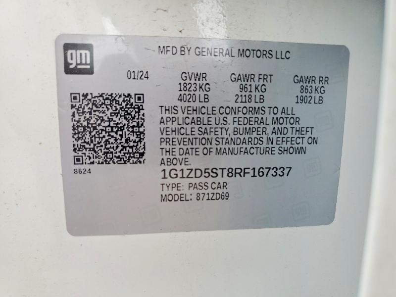 51284366 :رقم المزاد ، 1G1ZD5ST8RF167337 vin ، 2024 Chevrolet Malibu مزاد بيع