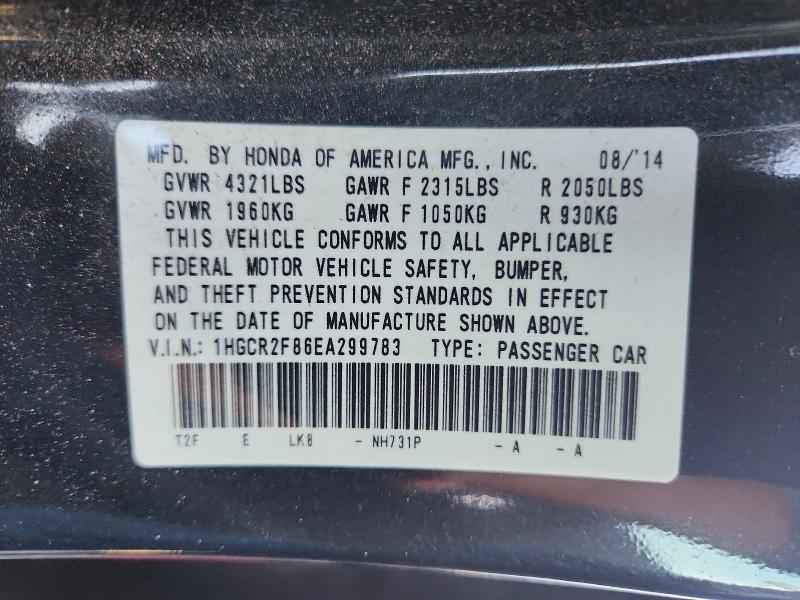 52583976 :رقم المزاد ، 1HGCR2F86EA299783 vin ، 2014 Honda Accord مزاد بيع