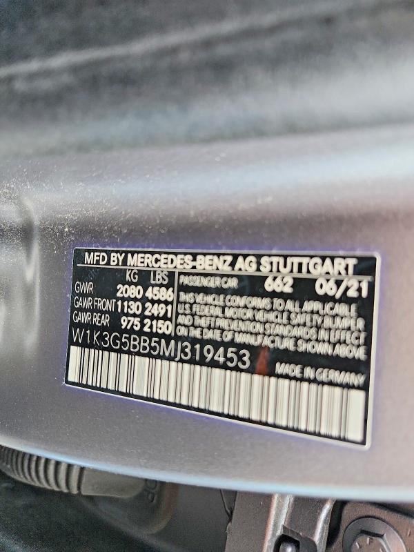 52401236 :رقم المزاد ، W1K3G5BB5MJ319453 vin ، 2021 Mercedes-benz A Class مزاد بيع