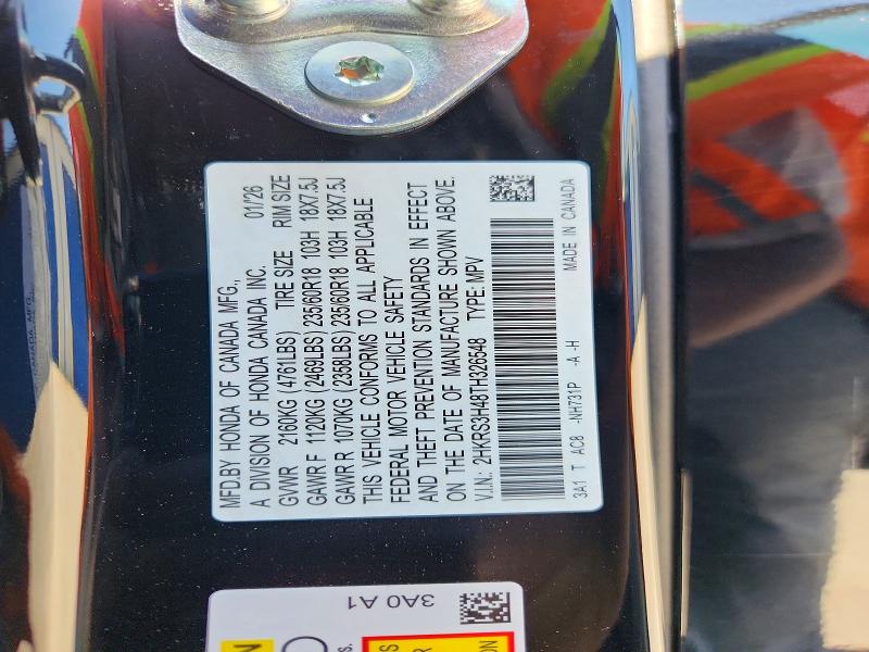 52780176 :رقم المزاد ، 2HKRS3H48TH326548 vin ، 2026 Honda Cr-v مزاد بيع