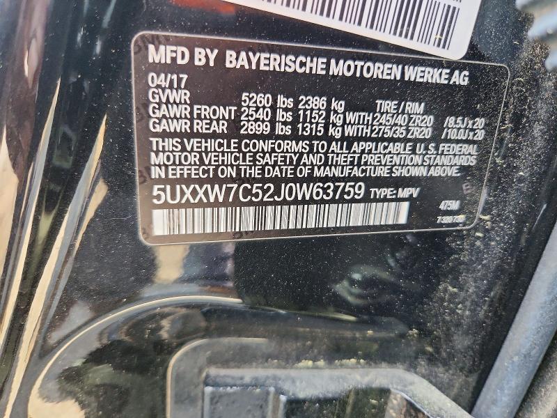 2018 Bmw X4 მანქანა იყიდება აუქციონზე, vin: 5UXXW7C52J0W63759, აუქციონის ნომერი: 52416716