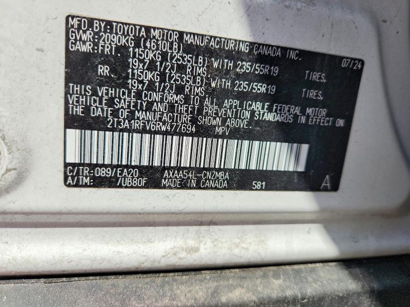 Aukcja sprzedaży 2024 Toyota Rav4, vin: 2T3A1RFV6RW477694, numer aukcji: 52911796