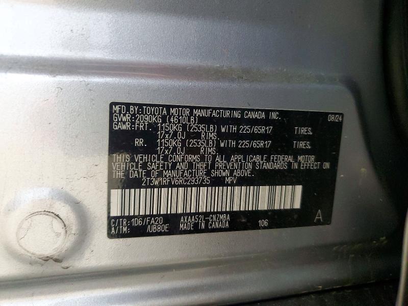 Aukcja sprzedaży 2024 Toyota Rav4, vin: 2T3W1RFV6RC293735, numer aukcji: 52008336