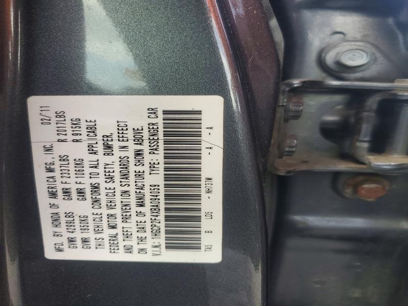 Aukcja sprzedaży 2011 Honda Accord, vin: 1HGCP2F4XBA094059, numer aukcji: 54975486