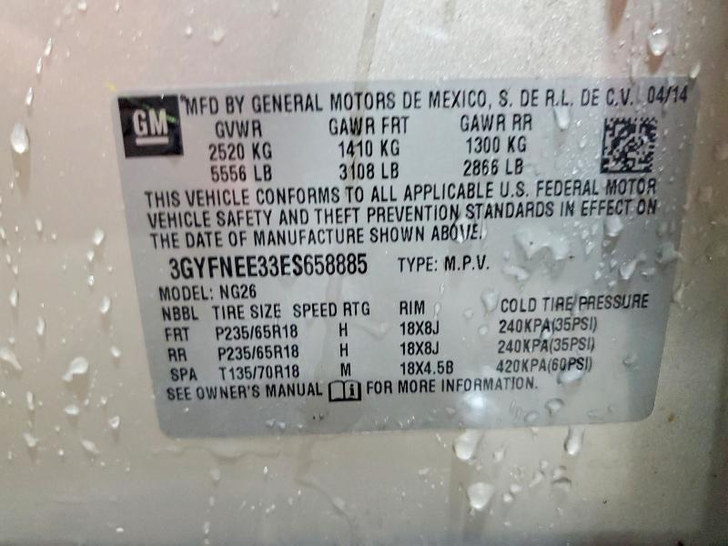 53644876 :رقم المزاد ، 3GYFNEE33ES658885 vin ، 2014 Cadillac Srx مزاد بيع