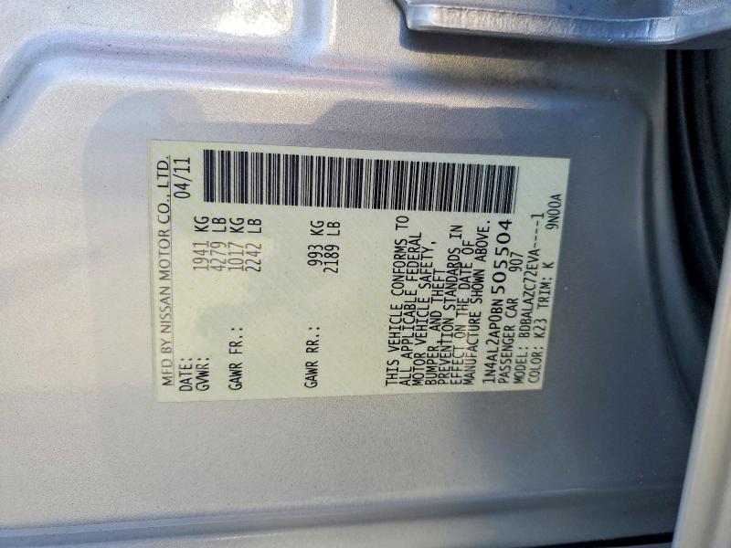 Продажа на аукционе авто 2011 Nissan Altima, vin: 1N4AL2AP0BN505504, номер лота: 54468286
