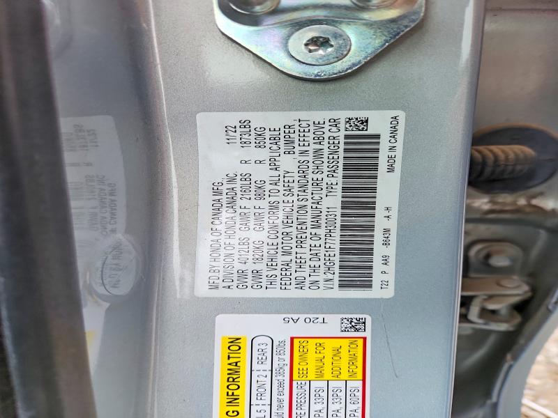Aukcja sprzedaży 2023 Honda Civic, vin: 2HGFE1F77PH300311, numer aukcji: 54999106