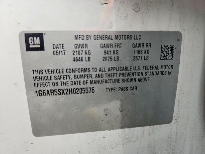 Aukcja sprzedaży 2017 Cadillac Cts, vin: 1G6AR5SX2H0205576, numer aukcji: 52527476