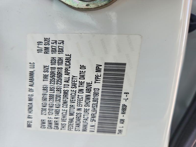 2020 Honda Odyssey მანქანა იყიდება აუქციონზე, vin: 5FNRL6H53LB019813, აუქციონის ნომერი: 53689866