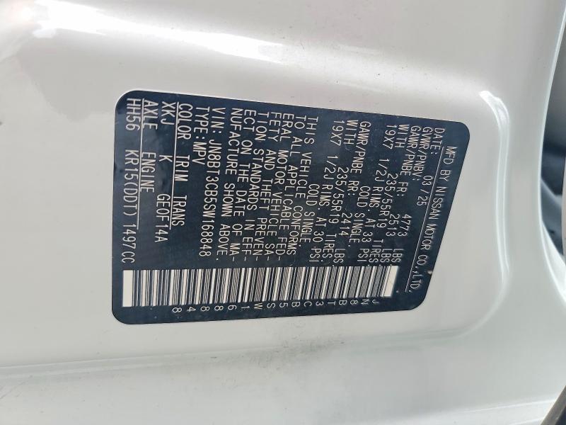54553256 :رقم المزاد ، JN8BT3CB5SW168848 vin ، 2025 Nissan Rogue مزاد بيع